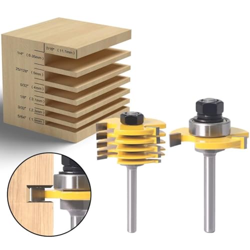 Brocas para ranurar de 3 aletas ajustables con vástago de 1/4 pulgada para carpintería de bricolaje 4