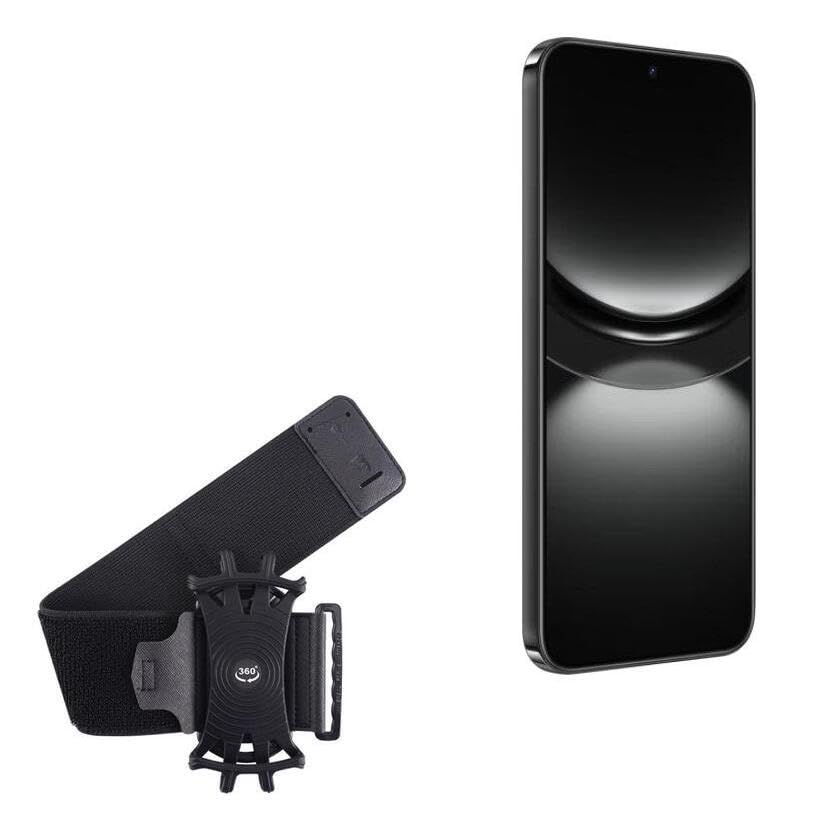 BoxWave Holster Compatible with Huawei nova 12 - ActiveStretch Sport Armband, Adjustable Armband for Workout and Running - Jet Black