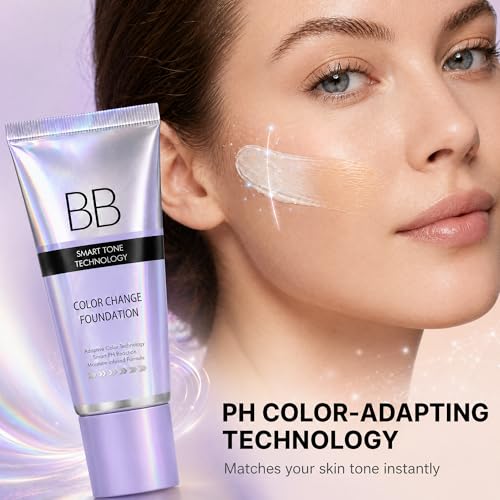Image of BB Cream Foundation, Adaptive Color Changing BB Cream Foundation Tinted Moisturizer, All in One Buildable Coverage Protection Concealer Face Makeup for Light Perfect Cover Finish 1.23 oz, 02 Medium