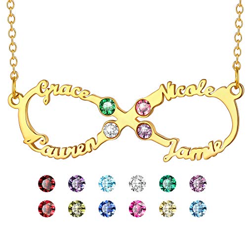 Collier Prénom Personnalisé U7 en Plaqué Or avec Pendentif Noms Gravés Haute Finition