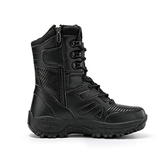 Image of Men's Tactical Military Work Boots Side Zipper Lightweight Outdoor Motorcycle Boots Waterproof Combat Army Boots for Men
