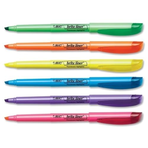 BIC Brite Liner Surligneur pointe burin assorti boîte 12 feutres pour fournitures scolaires