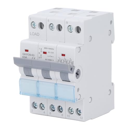 banapoy Commutateur Transfert Puissance Manuel 3P, Montage sur Rail DIN 63 A 400 V, Protection contre Courts-circuits de Surcharge pour Système électrique Générateur Domestique RV