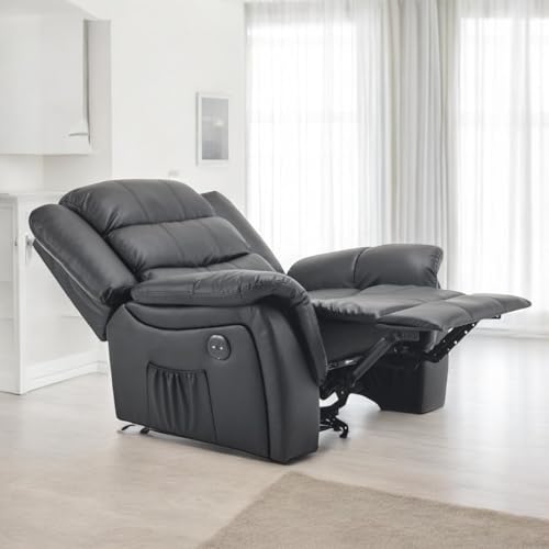 Poltrona Do Papai Reclinável Elétrica Massageadora Entrada USB Corino Premium...
