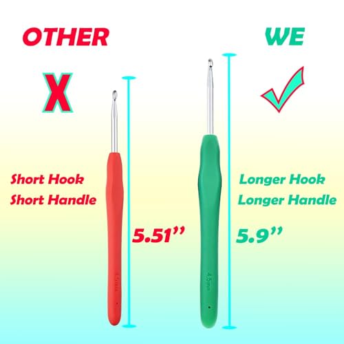 Image of Yarniss Ergonomic Crochet Hooks Set, 9 Sizes Crochet Hooks with Case 2.0mm~6.0mm for Beginner (Pack of 2)