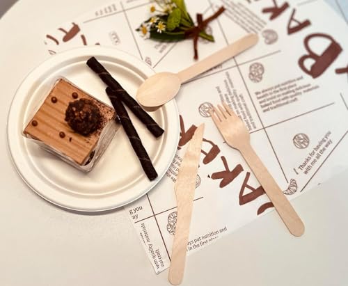 150 Pack Wegwerf-hölzernes Besteck-Set, umweltfreundliche 50 Löffel 50 Gabeln 50 Messer, Plastikfreie Verpackung, Ersatz für Kunststoff und Bambus Besteck, Wegwerfbesteck für Parteien, Reisen