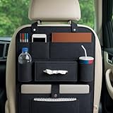 CRAFTYLINES Eco-Friendly Car BackSeat Organizer, RECYCLED FROM 18 PLASTIC BOTTLES, Car Seat Back Protectors, Car Storage Organiser With 7 Pockets, Tablet Holder, Travel Accessories