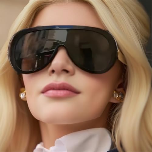 willochra Oversized Pilot Sunglasses Women Fashion Big Frame One Piece Sun Glasses Mask Goggle Trendy Metal Frame Oval Shades2