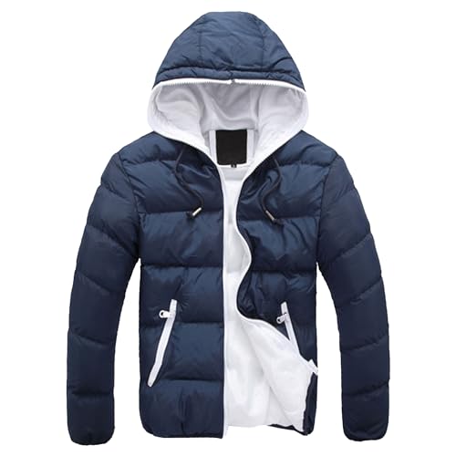Maiyifu-GJ Men Hooded Winter Down Jackets Coat Thicken Padded Parka Warm Outerwear Lightweight Waterproof Hiking Coat