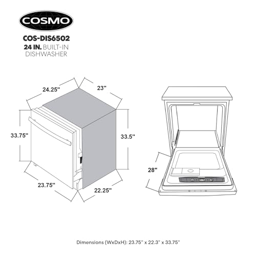 Cosmo COS-DIS6502 24 Inch Dishwasher In Fingerprint Resistant Stainless Steel thumb #2