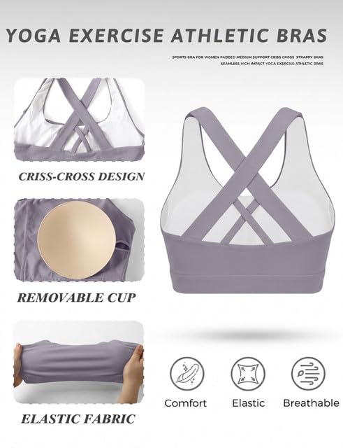 Image of Buauty 2 Packs Sports Bras for Women High Support, Push Up Sports Bra, Criss-Cross Back High Impact Yoga Bras for Large Bust