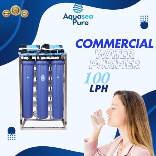Image of 100 LPH Commercial RO + UV Water Purifier with Double Pump Purification and Fully Automatic Function, TDS Adjuster, Dust Protective Cover, Blue