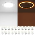 Amico 20 Pack 6 Inch 5CCT LED Recessed Ceiling Light with Night Light, 2700K/3000K/3500K/4000K/5000K Selectable Ultra-Thin Recessed Lighting, 12W=110W, 1100LM, Dimmable Canless Wafer Downlight ETL&FCC