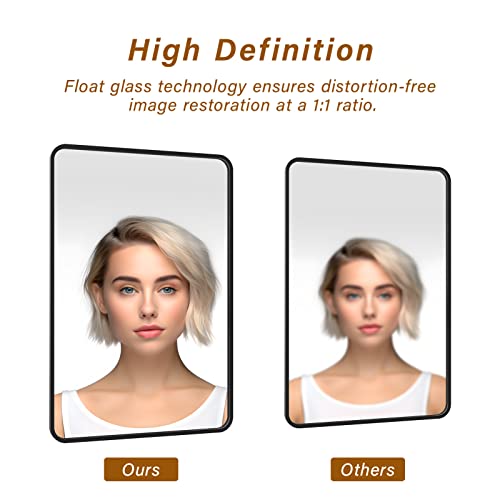 Ushower 2-Pack Black Bathroom Mirrors 24 X 36 Inch, Metal Frame Rectangle Mirror, Modern Farmhouse Vanity Mirror, Wall Mounted #TOP2