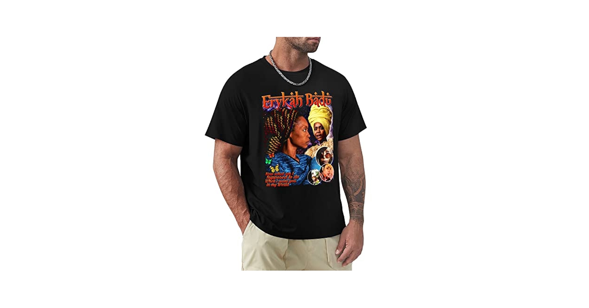 Amazon.com: Erykah Badu T-Shirt Men's Short Sleeve Shirt Hip