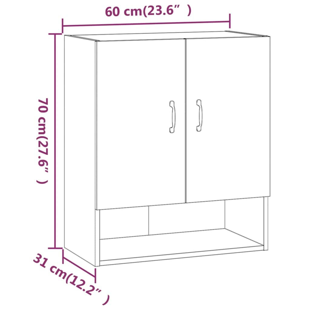 vidaXL Wandschrank Hängeschrank Lagerschrank Bücherschrank Schrank Aufbewahrungsschrank Wohnzimmer Schlafzimmer Weiß 60x31x70cm Holzwerkstoff