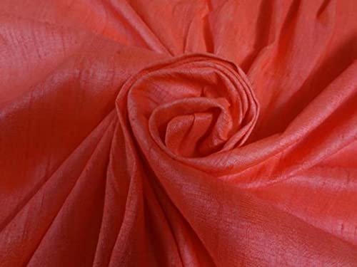 Soie Dupioni néon corail foncé 112 cm tissu soie slubs couture robe