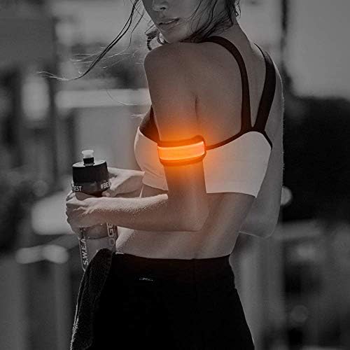 Higo LED Armband, Glow in The Dark Gift Item Reflective Running Gear LED Safety Lights Slap Bracelets for Night Walking (Orange 35cm)