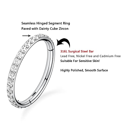 Septum Jewelry Conch Hoop Earring Nose Ring Hoop Conch Daith Helix Rook Tragus Earrings Cartilage Earring Hoop Conch Helix Daith Tragus Rook Piercing Jewelry Cz 316L Surgical Steel 16G 10Mm Silver #TOP4