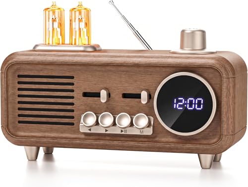Image of Cason SC11 Digital Fm Radio for Home with Bluetooth Speaker, Real Wood Vintage Radio with Aux, Sd Card & USB Slot,Portable Retro Music Player with Type C Charging (Brown)