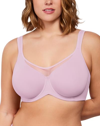 Image of HSIA Minimizer Bras for Women Plus Size, Full Coverage Coolcomfort T Shirt Unlined Bra with Underwire for Heavy Breast, Dreamy Lilac 36I