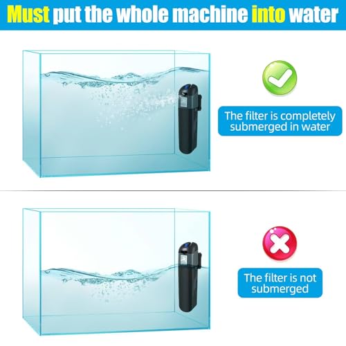 Image of AQUANEAT Aquarium Filter 5W with Spare UV Bulb Green Water Killer Submersible Pump Filter 132 GPH for 75 Gallon Fish Tank (5W)
