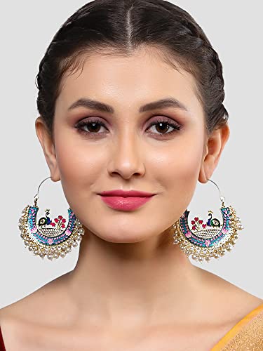 Image of Karatcart Gold Plated Yellow Meena Dangler Earrings for Women