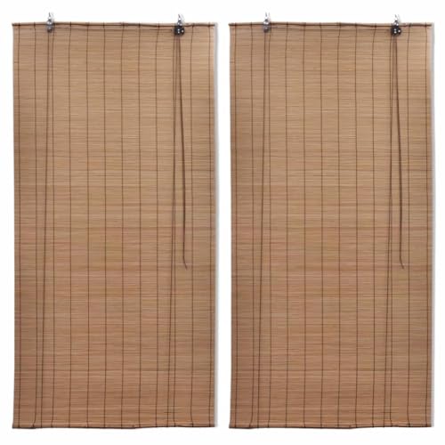 Foknhdi - Persianas enrolladoras de bambú (100 x 160 cm), color marrón para ventana y filtro de luz, sin perforación, fácil montaje, protección solar, para sala de estar, dormitorio