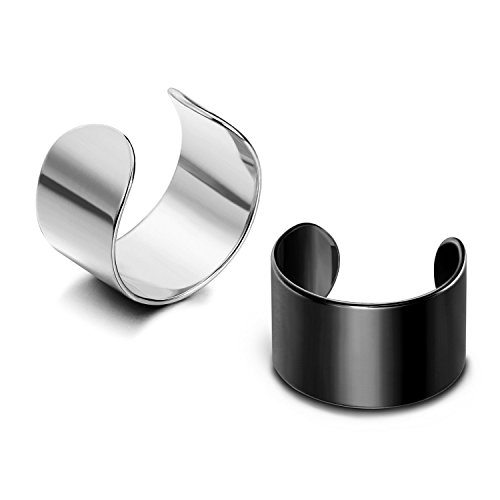 JEWELRIESHOP Earcuffs Stainless Steel Ear Cuffs Helix Cartilage Clip on Wrap Punk Earrings for Women Men Non Piercing Adjustable2