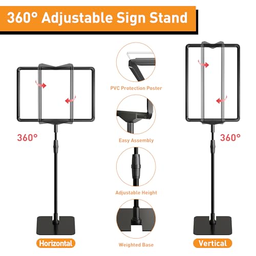 Image of Sign Stand 8.5x11 inch Sign Holder Floor Standing Sign Holder Stand - Poster Holder Sign Stands for Display Table Advertising Menu - Table Top Sign Holders Adjustable Signage Stand - 6 Pack