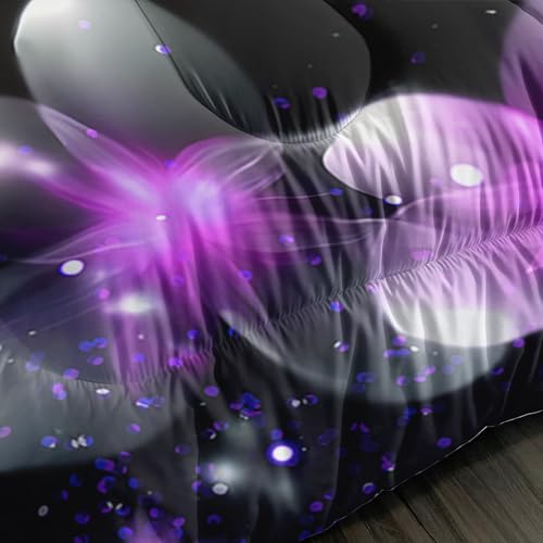 Image of AILONEN Cute Love Heart Comforter Set Full Size,Black and Purple Bedding Set for Girls Women,3-Piece Luxury Butterfly Floral Quilt with 2 Pillowcases