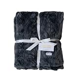 GRACED SOFT LUXURIES Manta de Piel sintética Extra Grande Color carbón | Ultra Suave y esponjosa de 60 x 80 Pulgadas | Acogedora, sofá y Uso de Descanso para