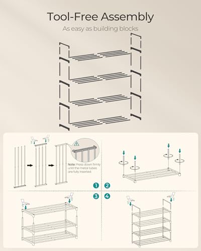 Image of SONGMICS Shoe Rack, 4-Tier Shoe Organizer, Metal Storage Shelf