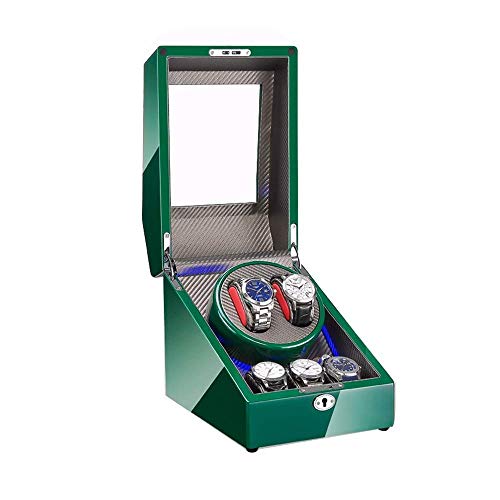 Boîte automatique montre WQHPLMD verte : moteur silencieux et LED bleue rotative