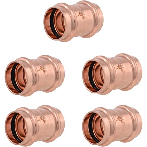 Image of SharkBite 1 Inch Coupling, Copper Press Plumbing Fitting, Pack of 5, UPR020X5