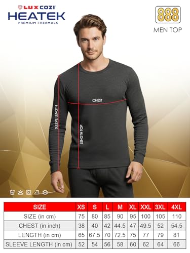 Image of Lux Cozi HEATEK Men's Round Neck Thermal Top | Warm Fleece Innerwear for Men |Fleece Inside | Style - 888