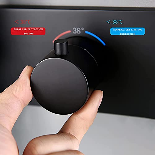 Grifo termostático negro de latón empotrado para lavabo 4