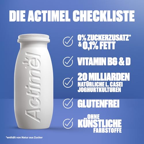 ACTIMEL Joghurt Drink Classic 0,1% fett 8x100g mit 20 Milliarden L. Casei Joghurtkulturen und den Vitaminen B6 und D, ohne Zuckerzusatz
