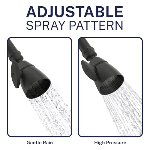 Image of HammerHead Showers Solid Metal 2 Inch High Pressure Shower Heads - MATTE BLACK - 2.5 GPM Shower Heads High Pressure - High Flow Shower Head with ADJUSTABLE SPRAY PATTERN - Fixed Shower Head