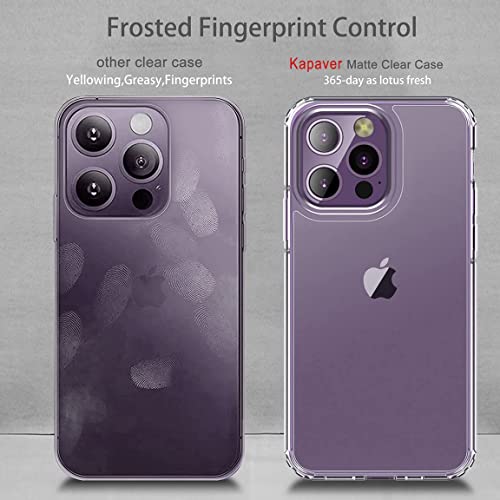 Image of KAPAVER for iPhone 14 Pro Max Matte Clear Case[Anti-Fingerprints ][Anti-Scratch] Frosted Translucent Shockproof Slim Cover 6.7 inches (Clear + Glass)