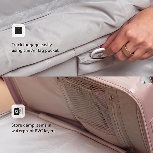 Image of Acer Brisbane Suitcase, 24 inch Check-in, with 360 Degree Spin 8 Wheels, Double TSA Lock, Dual Opening (Top and Mid), Expandable, Recycled Polyseter Material, Jacaranda Pink