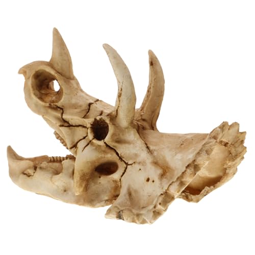 MERRYHAPY 魚やエビの隠れ家にな樹脂製恐竜頭蓋骨装飾 古代風デザインの水槽用隠れ家 ケージ内シェルターとしても使用可能 で耐久性のある爬虫類 水棲生物用オーナメント