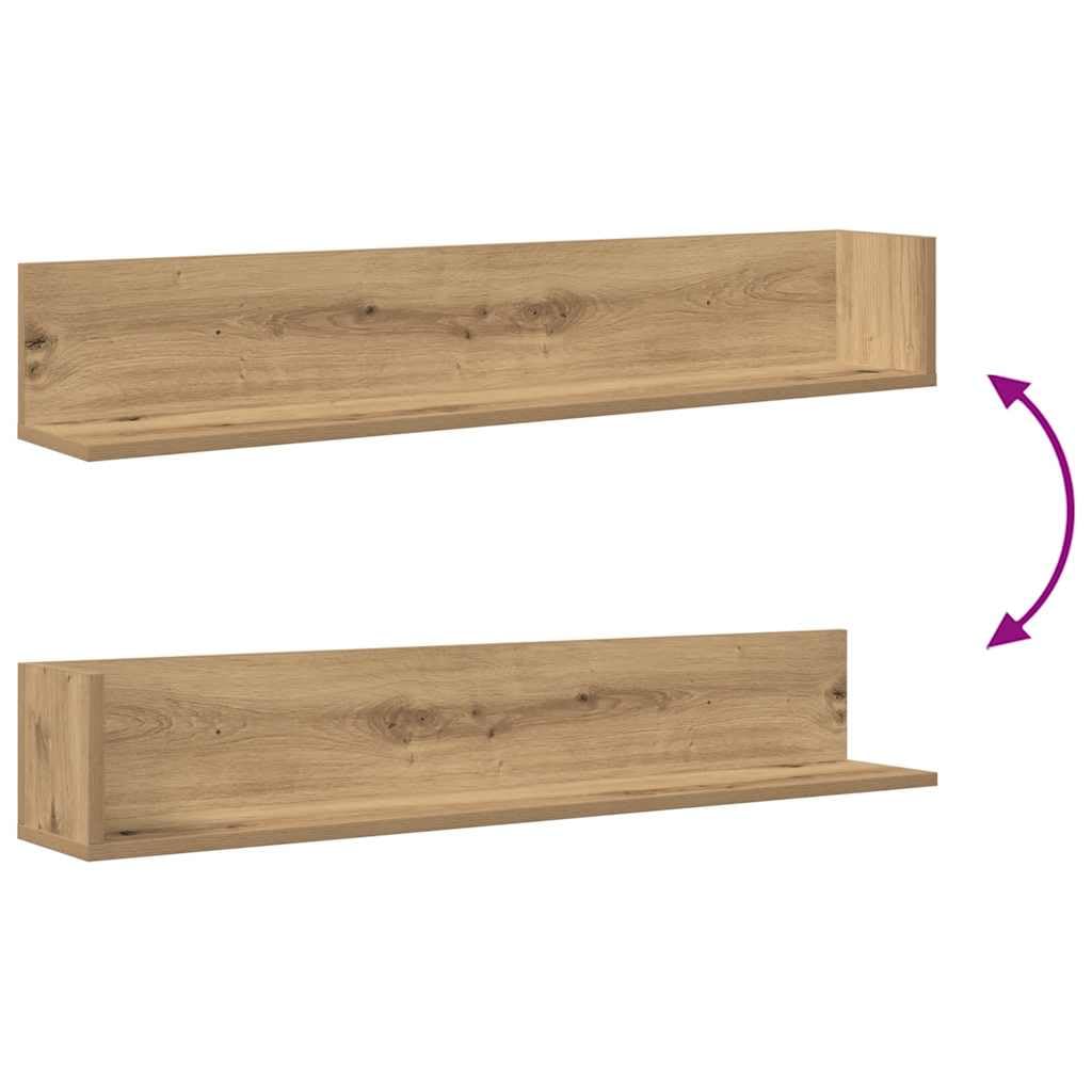vidaXL Wandregale 2 STK. Artisan-Eiche 100x16,5x16,5 cm Holzwerkstoff