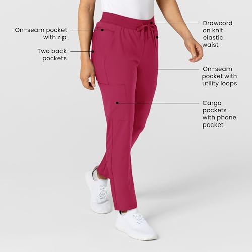 Image of Wink W123 Women's Flex-n-Reach Track Scrub Pant, Black, Large Petite