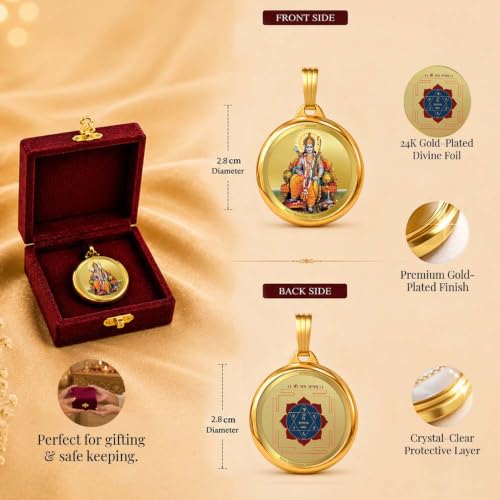 Image of DIVINITI 24K Gold Plated Double-Sided Religious Pendant with Premium Gift Box, Spiritual Locket for Men & Women, Devotional Jewellery for Gifting & Everyday Wear