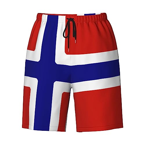 ROHKAO Norwegian Flag Swim Trunks Mens Quick Drying Swimwear Mesh Lining with Pockets Swimwear