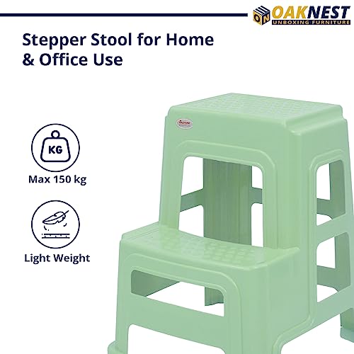 Image of OAKNEST Supreme 2-Step HeavyDuty Plastic Multi Purpose Stool for Home,Office and Kitchen Use (Color: Frosty Green |Count: 2 Pc)