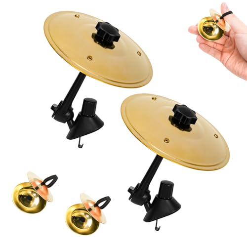 WVYNUYQP Car Cymbal Air Vent, 2Pcs Mini Drum Crash Cymbal for Car Vent with Finger Cymbal, Funny Musical Instruments Gadget Gifts for Drummers & Music Lovers, Car Symbol Drum fits Most Vehicles (Gold)