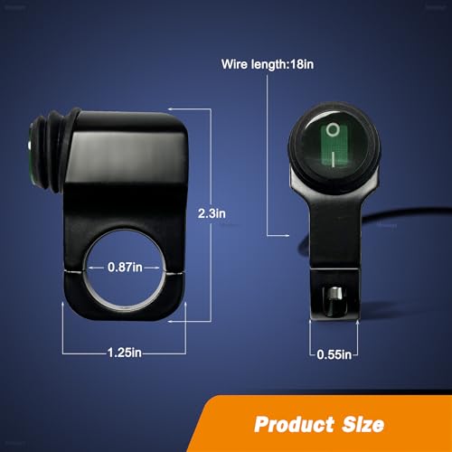 Image of ATV Light Switch 12V Waterproof Aluminum Alloy Motorcycle Handlebar Switches for Motorcycle ATV UTV- Fits 7 /8 inch Handlebars (22mm) Green 1 Piece