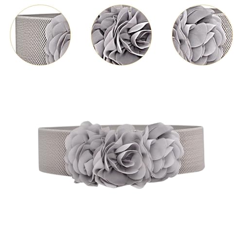 Women Wide Elastic Waist Belt, Flower Cinch Belt, Stretch Waist Band for Dress2